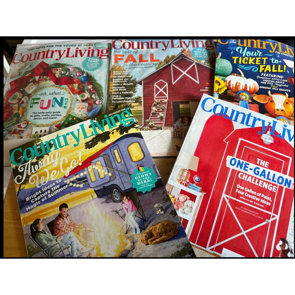 Lot of 5 Country Living Magazines from 2018 NEW Some SEALED